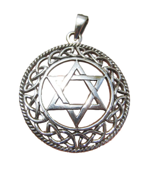 925 Silver Celtic Knot Pegan Wicca 925 Silver Pentacle Pentagram Magic Witch Goth Gothic Pendant Necklace A5