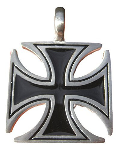 Metal Pewter Knight Knights Templar Iron Cross Medal Pendant Necklace A49
