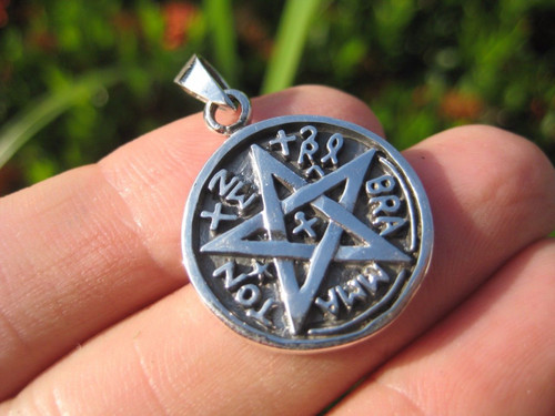 925 Sterling Silver Wicca Pentagram Pendant Necklace A20