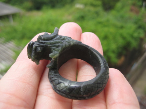 Jadeite Jade Dragon Ring Northern Thailand  Size 9 E209