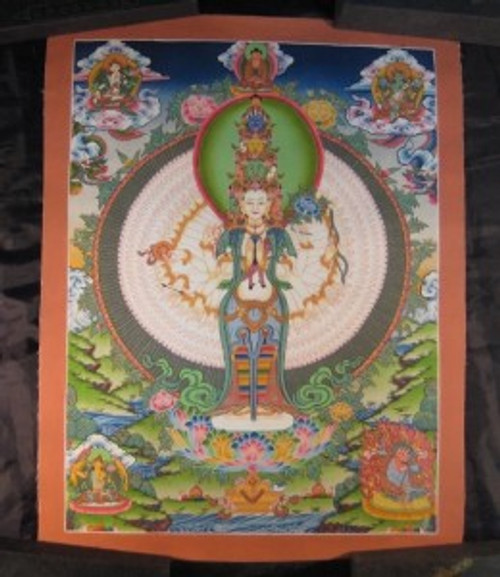  24 K Gold Avalokitesvara Deity Thangka Thanka Painting Nepal Himalayan Art A3