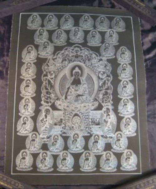 Pure Silver Shakyamuni Buddha Thangka Thanka Painting Nepal Himalayan art