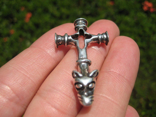 Thor Hammer Front view  925 Silver Pendant with natural background