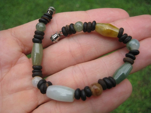 Natural Jade stone  bead bracelet Thailand jewelry art 