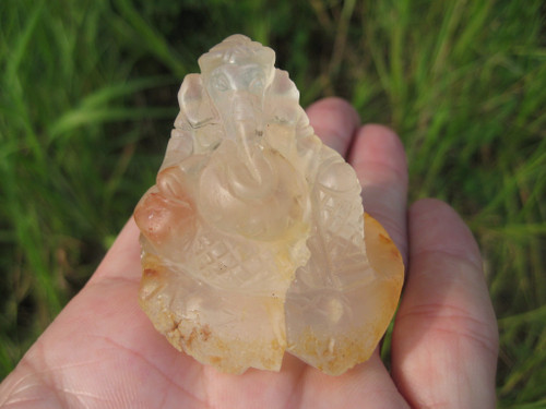 New Natural Quartz Crystal Stone Ganesh Mineral Statue Art A45 EH6384