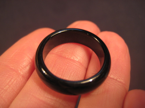 Natural Black Agate ring Thailand jewelry stone art size  6.5 US