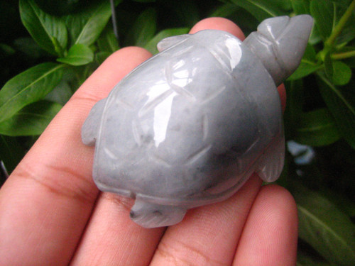 Natural Jadeite Jade Gray Turtle  Carving Statue Myranmar  EB 492