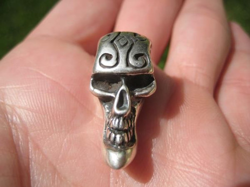 925 Silver Thin Man Skull Pendant Necklace Thailand A7454