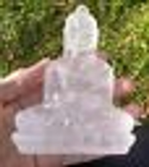 Large Natural Quartz Crystal Buddha Statue India Size 5.3" CH7864