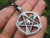 Metal Pewter Pentagram Pentacle Witch Broomstick Pendant Necklace