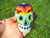 Huichol Bead Indian Skull Day of the Dead Statue Art Hand Made Mexico A8