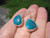 Natural Tibetan Turquoise Earrings Earring pair jewelry art Nepal A12