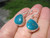 Natural Tibetan Turquoise Earrings Earring pair jewelry art Nepal A12