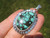 925 Silver Natural Turquoise Stone Pendant Necklace Taxco Mexico A16