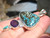 925 Silver Turquoise Amethist Pendant Necklace Taxco Mexico A82579