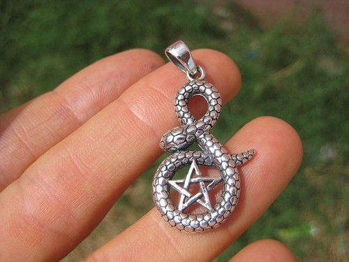 Sterling Silver Pentagram Medallion Pendant Necklace