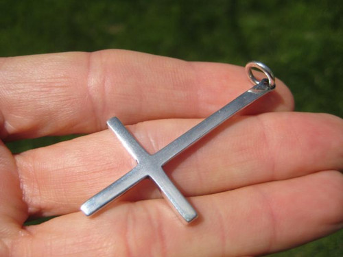 Large 925 Sterling Silver Inverted Upside Down Satanic Cross