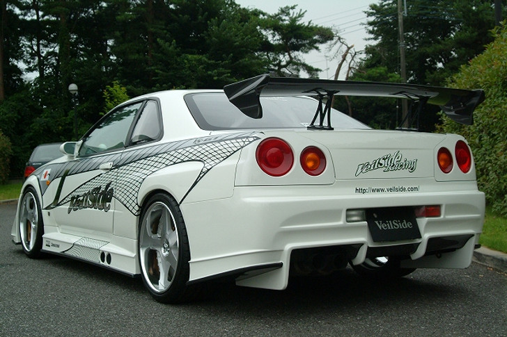 AE081-04K VeilSide 1999 2000 2001 2002 Nissan Skyline GTR BNR34 VS-GT KEVLAR Rear Wing front Bumper side skirts hood Authentic Original Most Famous Real Authorized Dealer