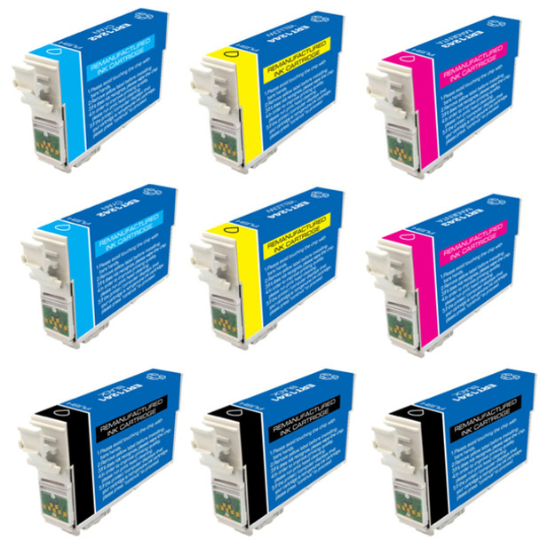 Epson T127 Remanufactured Black / Colors Ink Cartridges (Pack of 9)