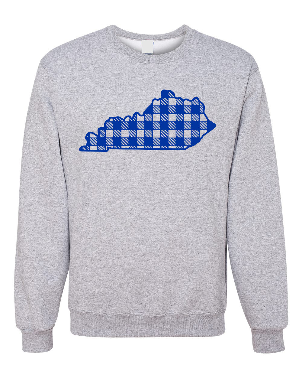 Blue Plaid Crewneck Sweatshirt-Womens 