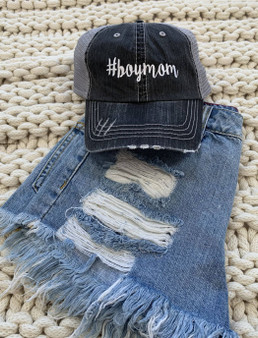 #boymom embroidered trucker hat