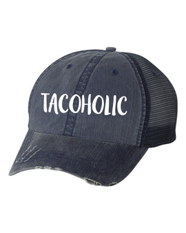 Tacoholic Embroidered Navy Trucker Hat