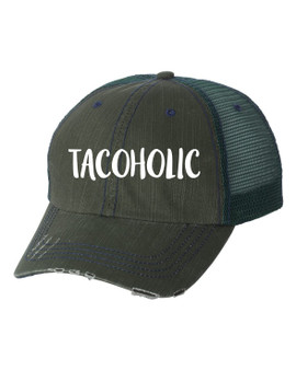 Tacoholic Embroidered Green Trucker Hat