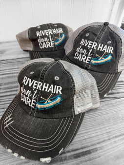 River Hair Don't Care with Canoe Embroidered Trucker Hat