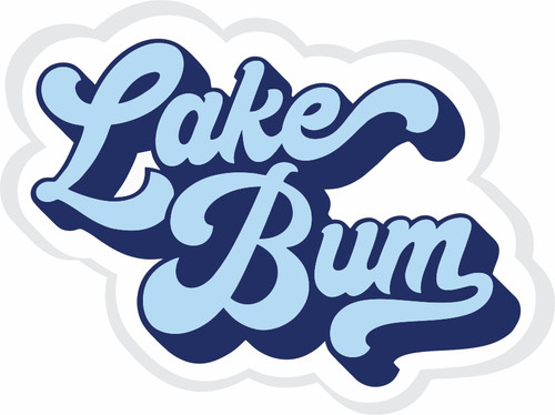 Blue Cursive Lake Bum Sticker / Decal