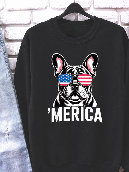 America Bulldog Graphic Crewneck Sweatshirt