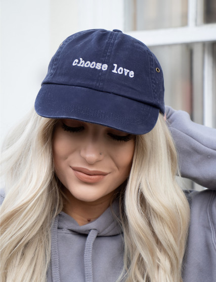 Choose Love Embroidered Navy Blue Baseball Hat