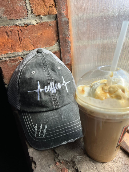 Coffee Heartbeat  Embroidered Trucker Hat