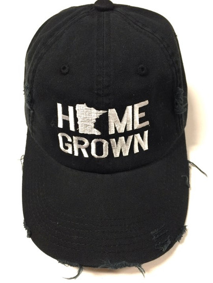 Black with White Home Grown / State of Minnesota Stitching. 