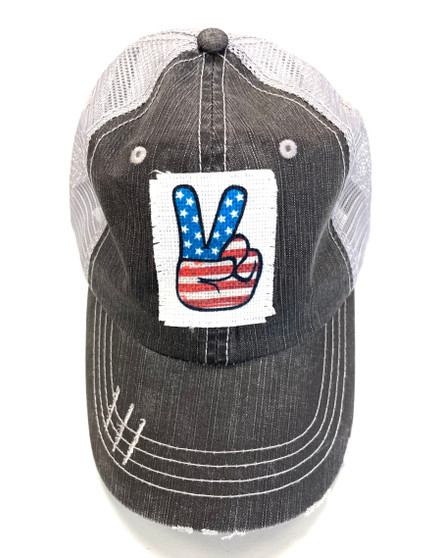 Patch Patriotic Peace Sign Patch Trucker hat