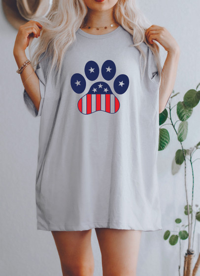  Patriotic Paw Print Flag Short Sleeve Tees