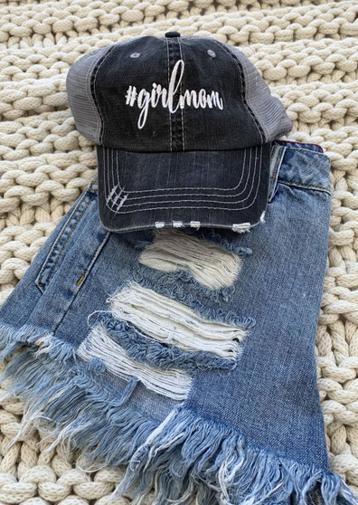 #girlmom embroidered trucker hat