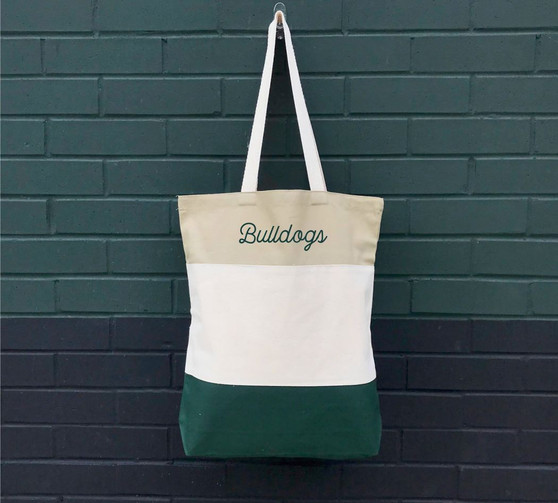 Bulldogs Tri Color Embroidered Tote Bag