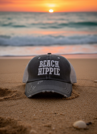 Beach Hippie Embroidered Trucker Hat