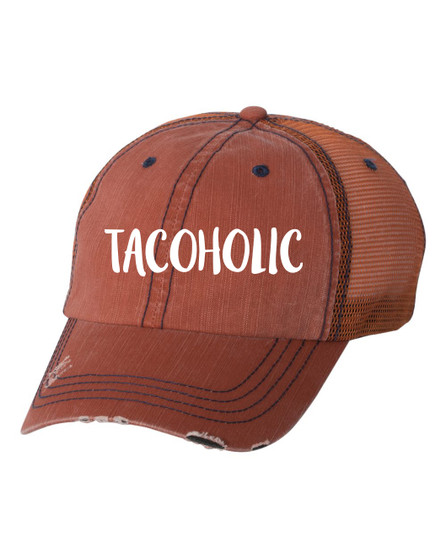Tacoholic Embroidered Orange Trucker Hat