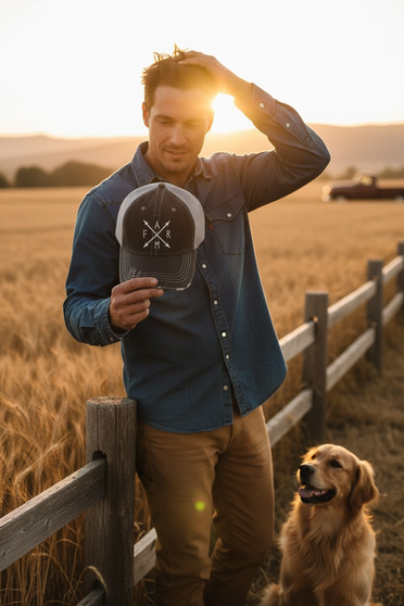Farm with Arrows Embroidered Trucker Hat