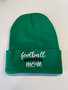 Football Mom Embroidered Kelly Green Beanie Hat