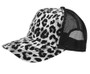 Silver Leopard Brunette Black Mesh Back Trucker Hat