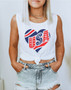 USA Heart July 4th Patriotic Graphic #4thofJuly Muscle Tank