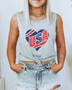 USA Heart July 4th Patriotic Graphic #4thofJuly Muscle Tank