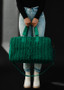 Kelly green cable knit duffel bag