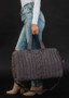 Grey cable knit duffel bag
