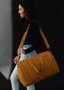 Mustard cable knit duffel bag