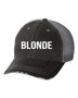 Blonde Embroidered Gray Trucker Hat