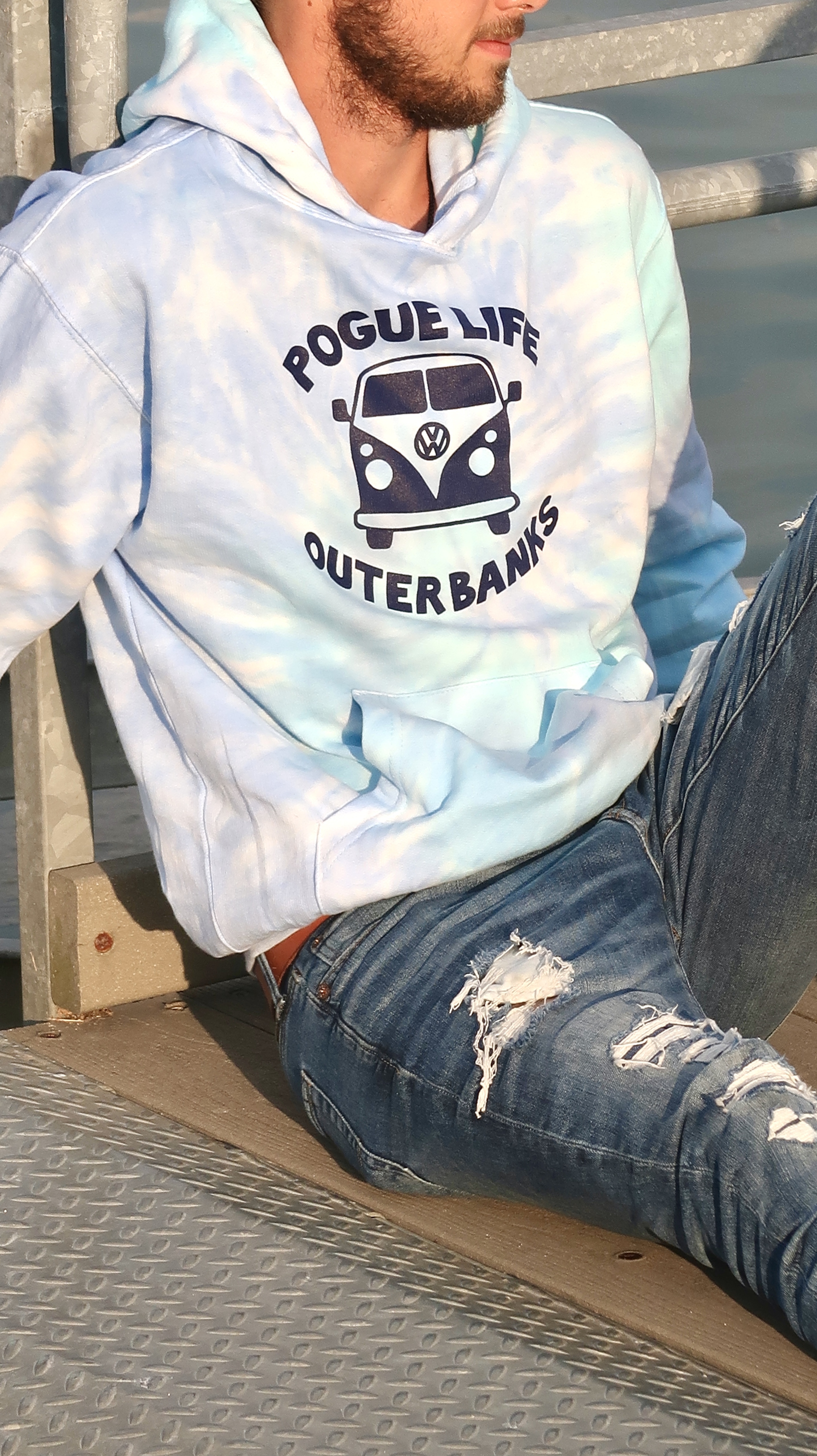 Pogue Life Outer Banks Blue Tie Dye Hoodie Ocean 7th