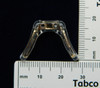 Soft wings also called “Unfit” bridge type of nose pad this item is:  "Small and Gold"  Overall measurements are around 19mm high and 28mm wide.  Note: this style of nose pad utilizes a single piece of silicon to connect both nose pads thereby balancing the weight of the frame over a wider area. This item has a metal insert inside the Silicon exterior. The nose pad is screw mounted to the frame bridge.  Sold in 3 piece bags. Screw-on Silicone Softwing Gold Large 15mm 3 pieces.